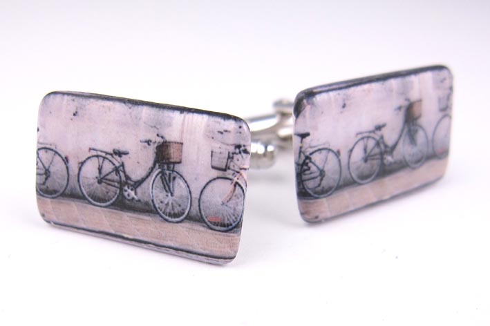 View Bikes against wall cufflinks